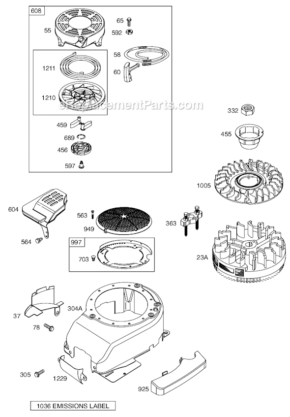 Page D Diagram and Parts List for 129H00SERIES 0005-0185 Briggs and Stratton Engine